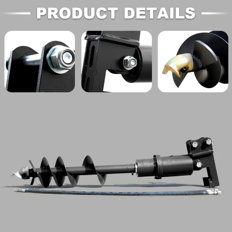 32x8" Auger Attachment For 1-1.8 Ton Mini Excavators | HUAYEE HYE02