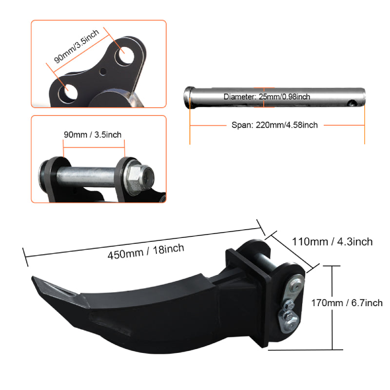 Ripper For 1-1.8 Ton Mini Excavators | HUAYEE HYE01-4