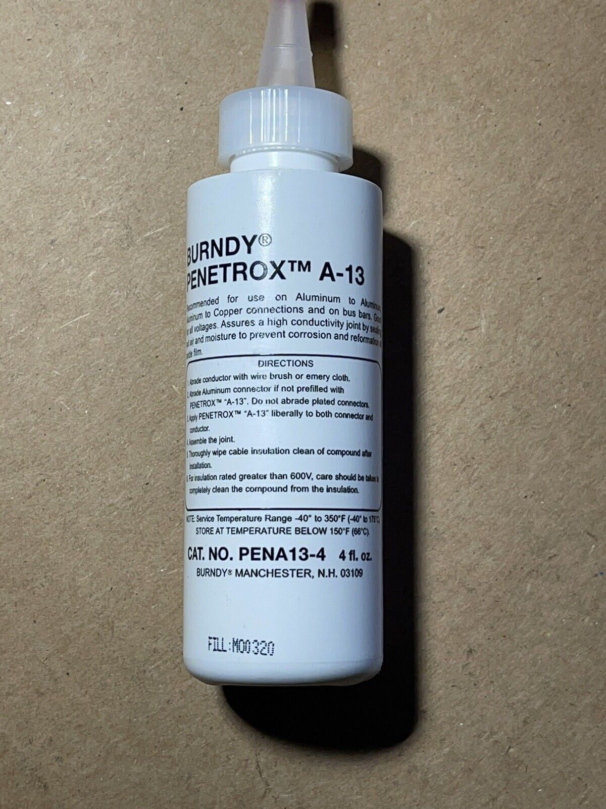 BURNDY 547038 PENETROX A-13 (PENA134) ELECTRICAL JOINT COMPOUND, 4 Oz.