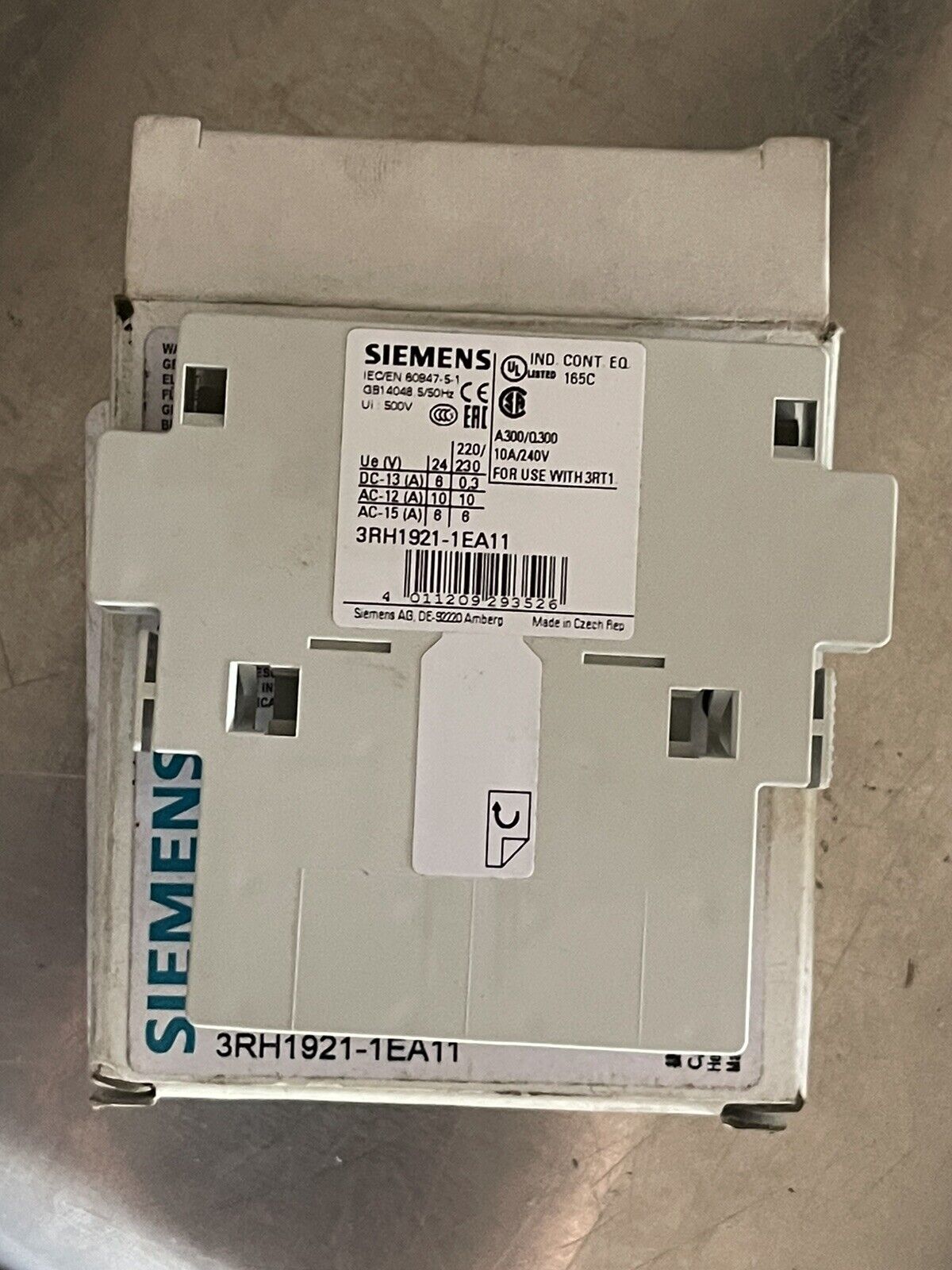 SIEMENS 3RH1921-1EA11 AUXILIARY SWITCH BLOCK, 1NO + 1NC