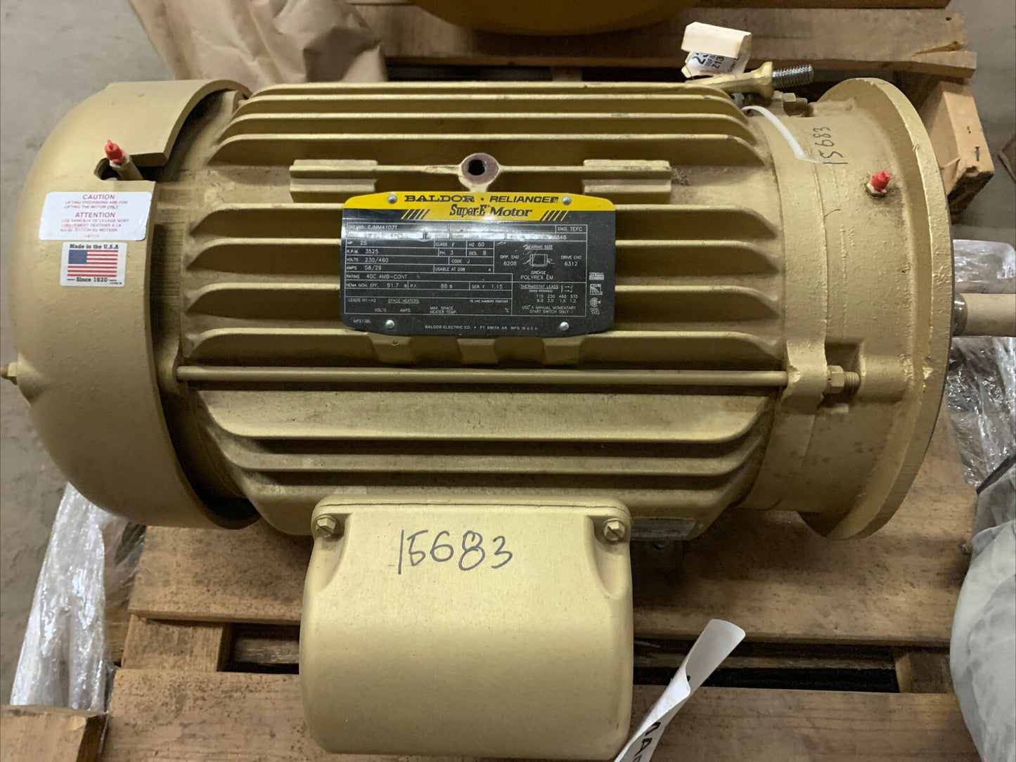 BALDOR EJMM4107T GENERAL PURPOSE MOTOR 25HP, 3525RPM, 3PH, 60HZ, 284JM, TEFC