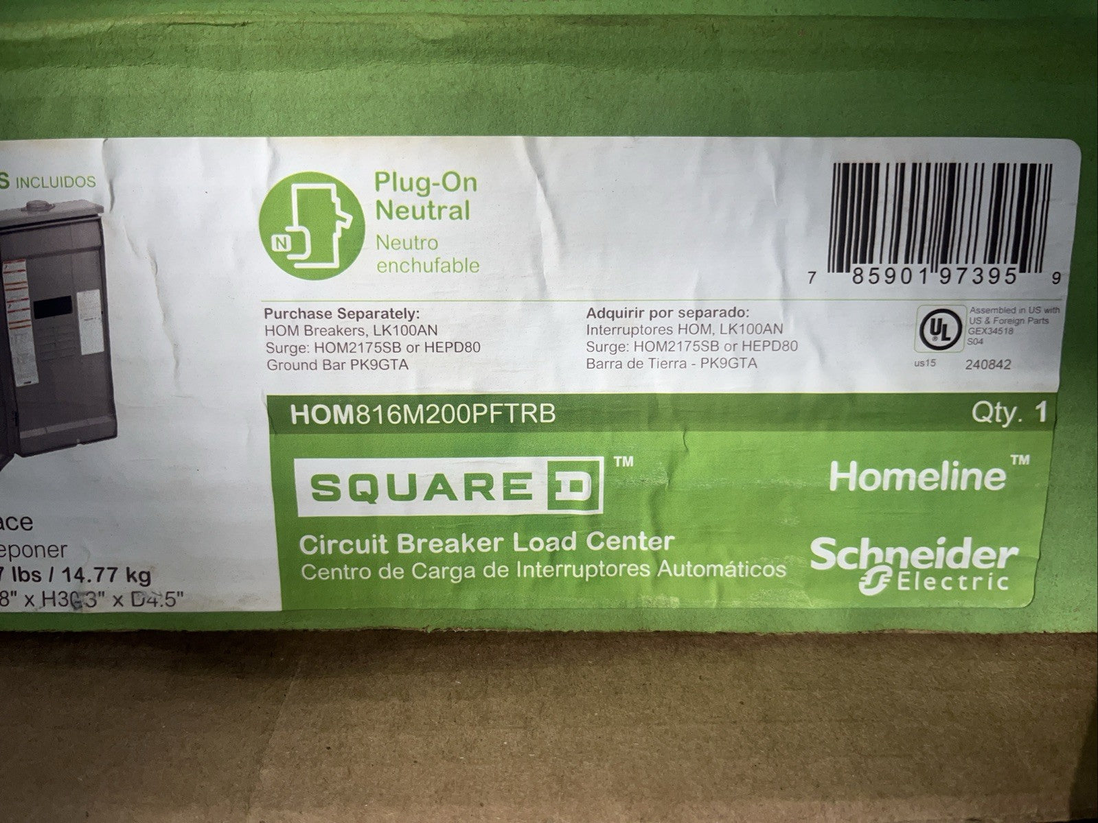Square D Homeline 200A 8/16 Main Breaker Outdoor Load Center HOM816M20 ...