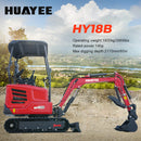 Mini Excavator With 14hp Kubota Engine | Hydraulic Thumb, Side Swing & Canopy | HUAYEE HY18B-5