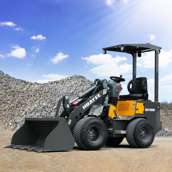 Huayee WHY1000 Mini Skid Steer Loader Perkins Diesel EPA Tier 4, 4x4, 1,300 kg Operating Weight