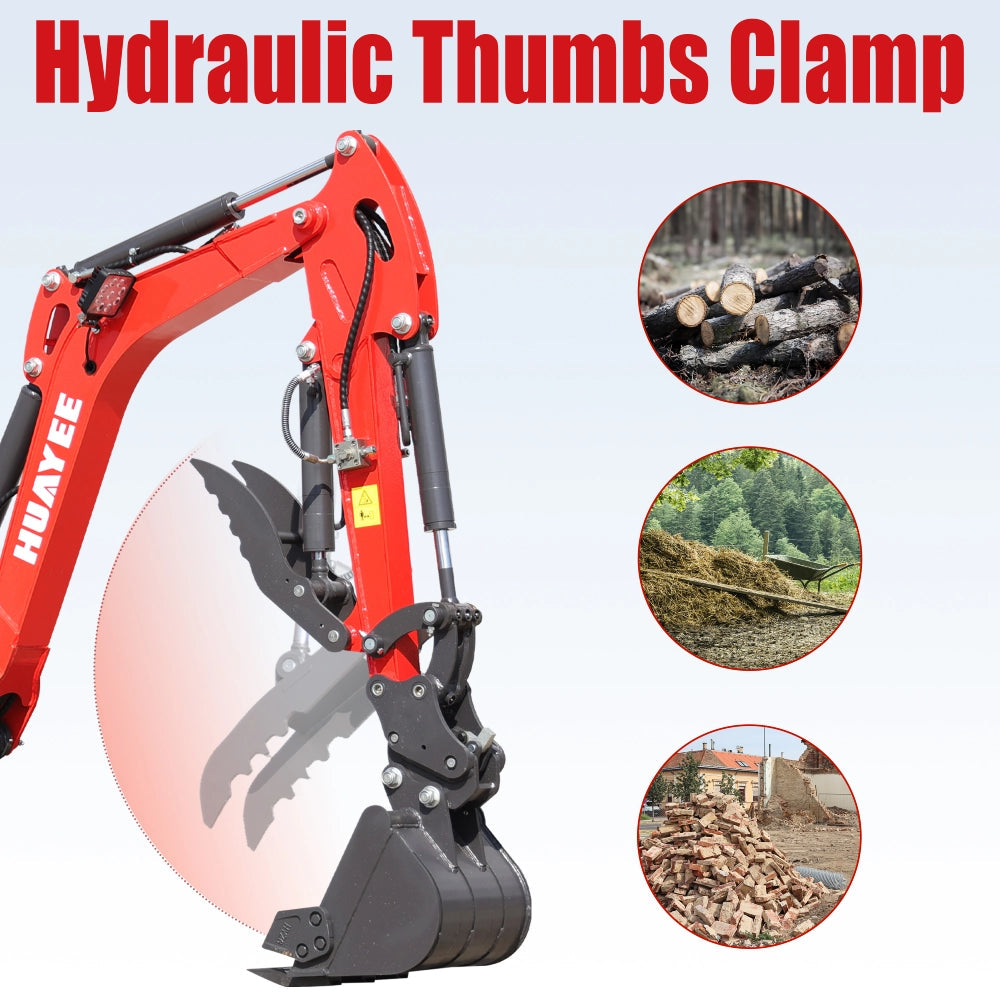 Ton Mini Excavator With 14HP Kubota Engine & Hydraulic Thumb | HUAYEE HY16C