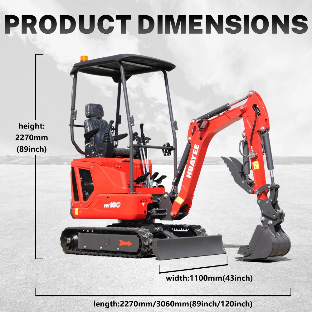 Ton Mini Excavator With 14HP Kubota Engine & Hydraulic Thumb | HUAYEE HY16C