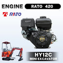Mini Excavator - Hydraulic Thumb Clamp, 13.5HP Rato Engine Gas Powered | HUAYEE HY12C-3
