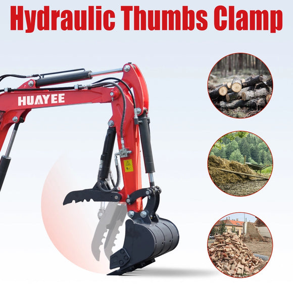Mini Excavator - Hydraulic Thumb Clamp, 13.5HP Rato Engine Gas Powered | HUAYEE HY12C