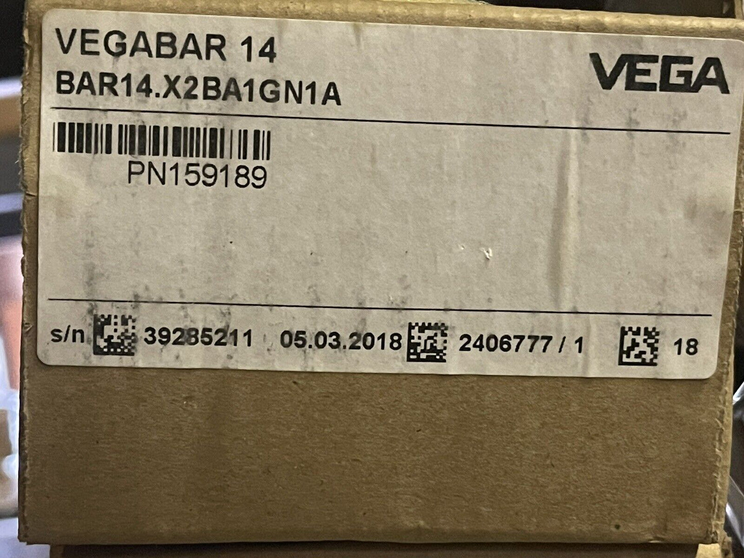 VEGA VEGABAR 14 PROCESS PRESSURE MEASUREMENT TRANSMITTER BAR14.X2BA1GN1A