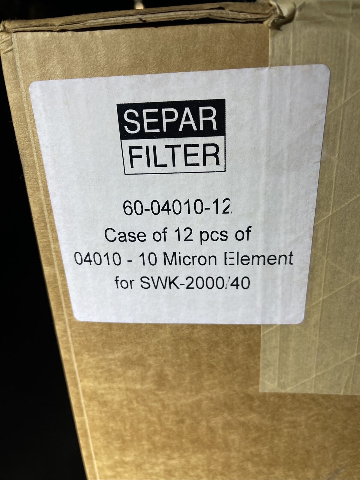 SEPAR 60-0410 10-MICRON FILTER FOR SWK-2000/40 FUEL / WATER SEPARATOR (12 PCS.)