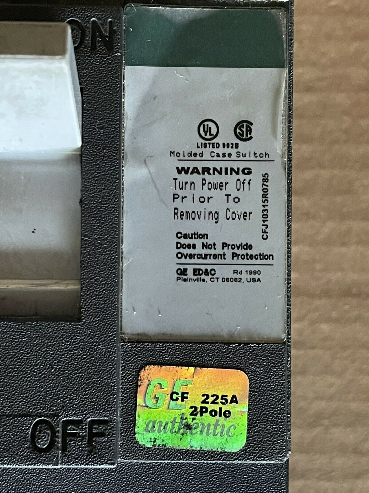 GENERAL ELECTRIC TFJ, F225 LINE TFJ226Y225 CIRCUIT BREAKER, 2P, 1PH, 225A, 600V