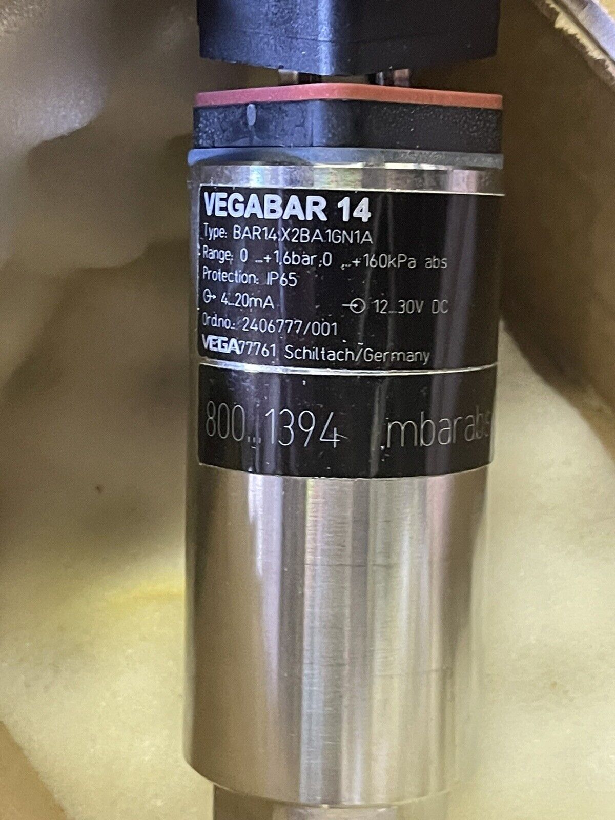 VEGA VEGABAR 14 PROCESS PRESSURE MEASUREMENT TRANSMITTER BAR14.X2BA1GN1A