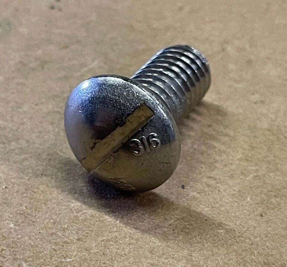 3/8"-16 x 3/4" SLOTTED ROUND HEAD MACHINE SCREW, 316 SS. MULTIPLE QUANTITIES