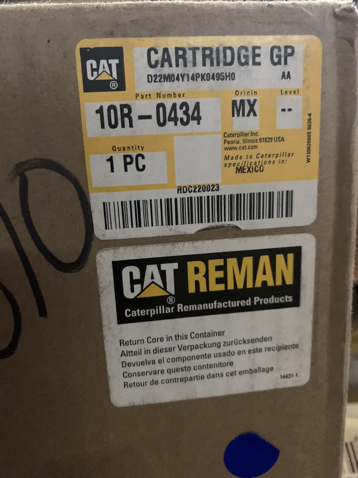 CATERPILLAR CAT REMAN TURBOCHARGER CARTRIDGE 10R-0434 FOR 3516B (FITS 203-2155)