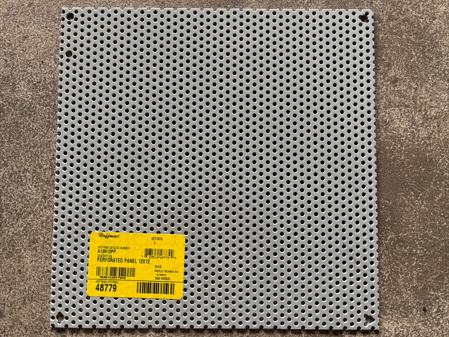 HOFFMAN A12N12PP PERFORATED STEEL INTERIOR PANEL, N1, 10.25" x 10.25”