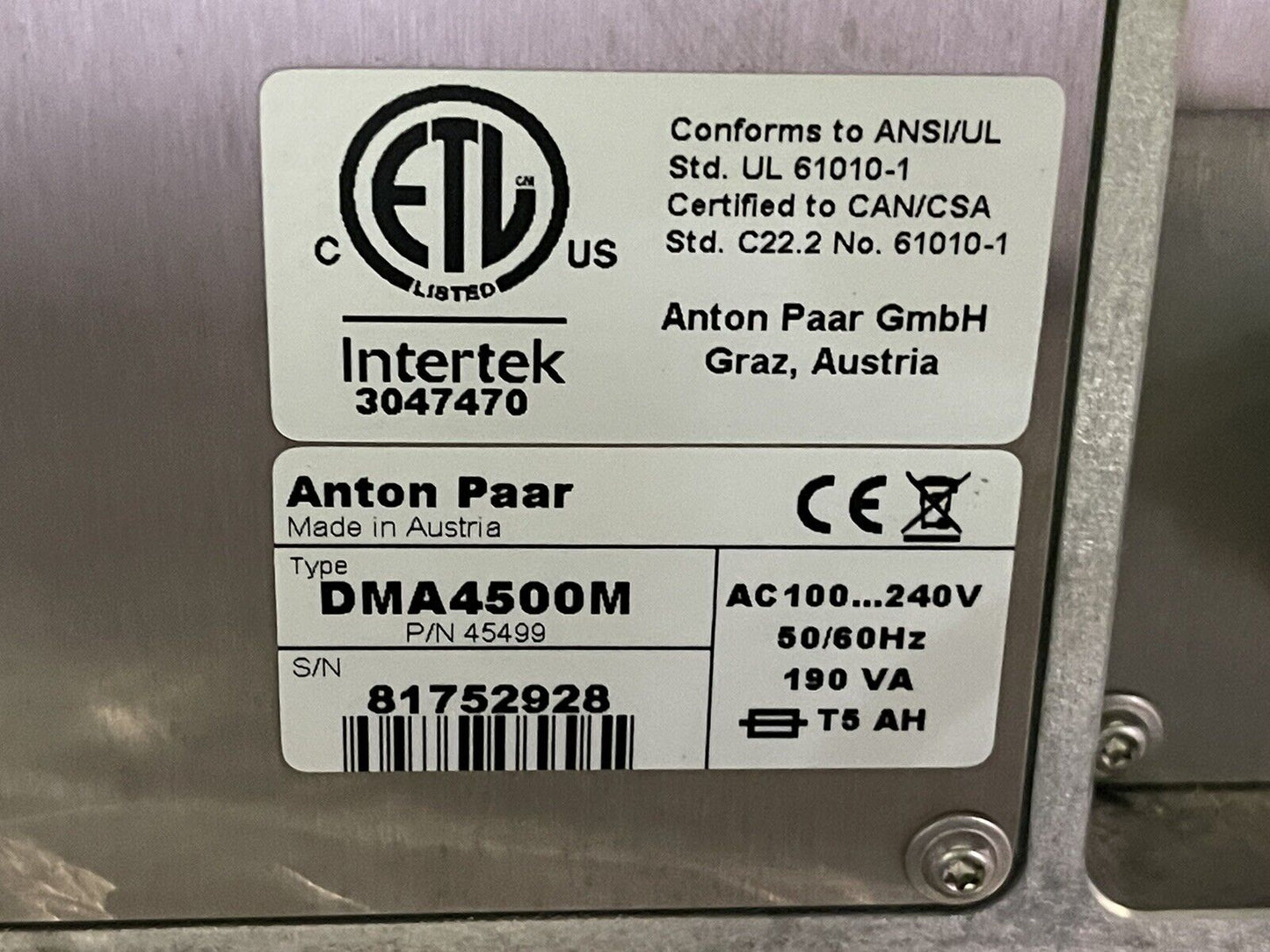 ANTON PAAR DMA 4500 M AP DENSITY METER (DMA4500M)