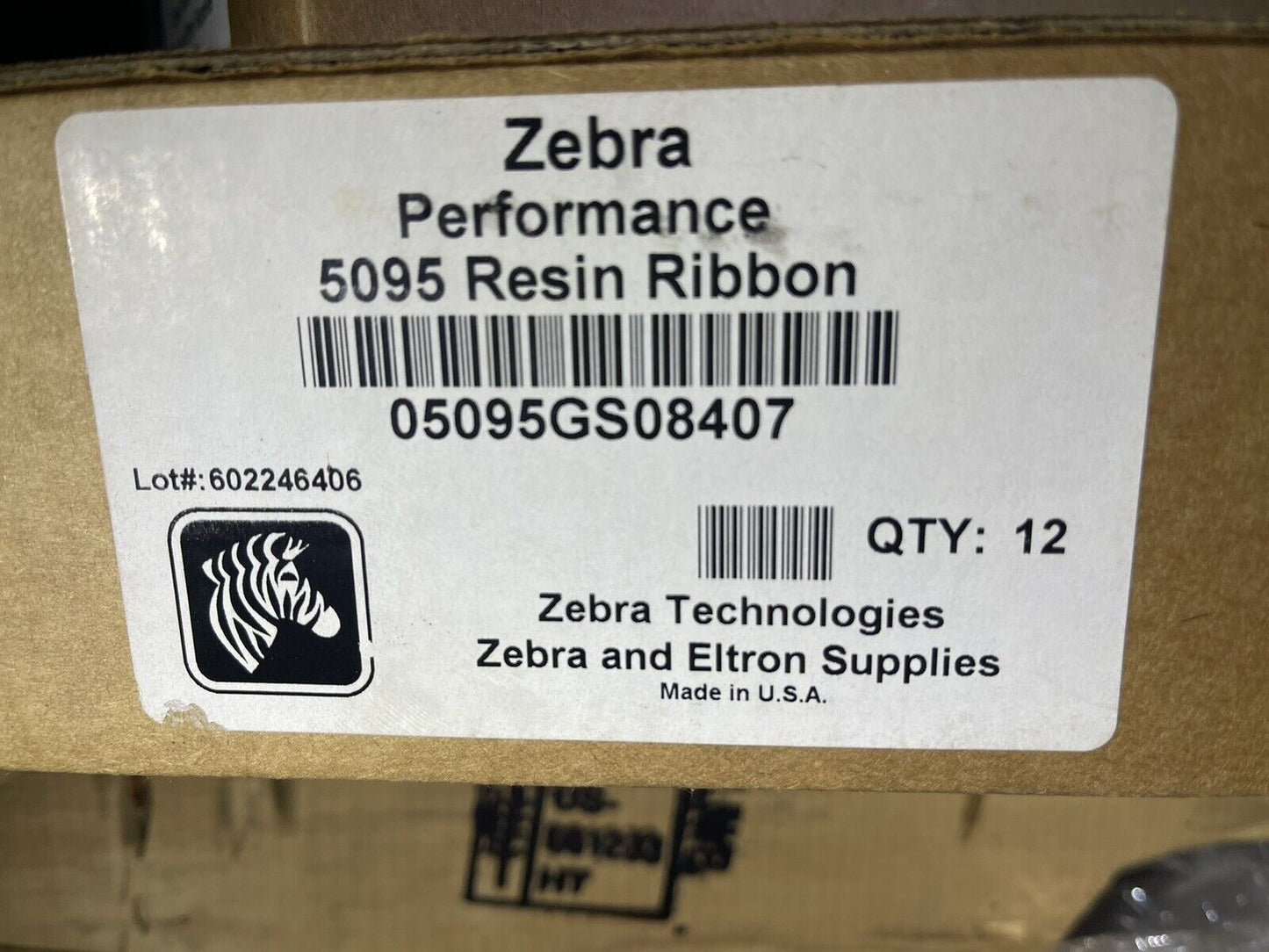 ZEBRA PERFORMANCE 5095 RESIN THERMAL TRANSFER RIBBON 3.3 In. (BOX OF 12 PCS.)