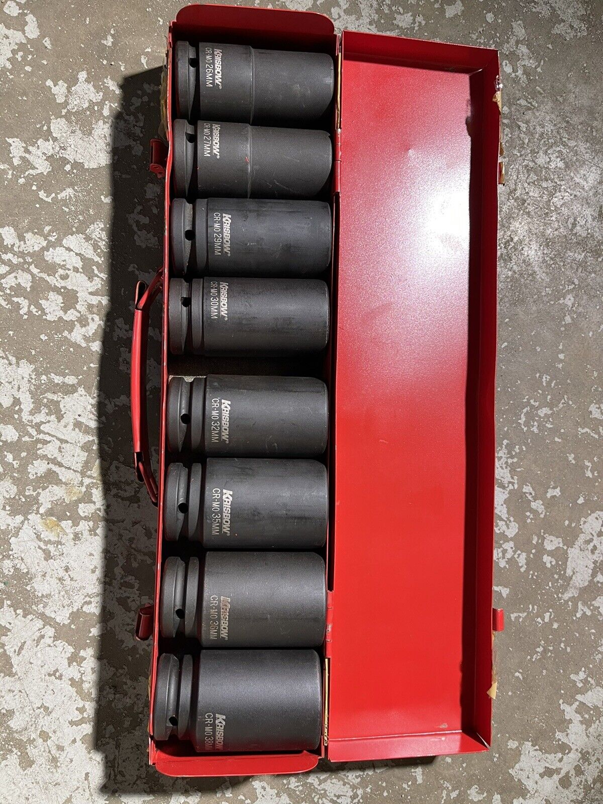 KRISBOW 3/4" DEEP IMPACT METRIC 26mm to 38mm SOCKET SET - 8 PCS. (KW0103626)