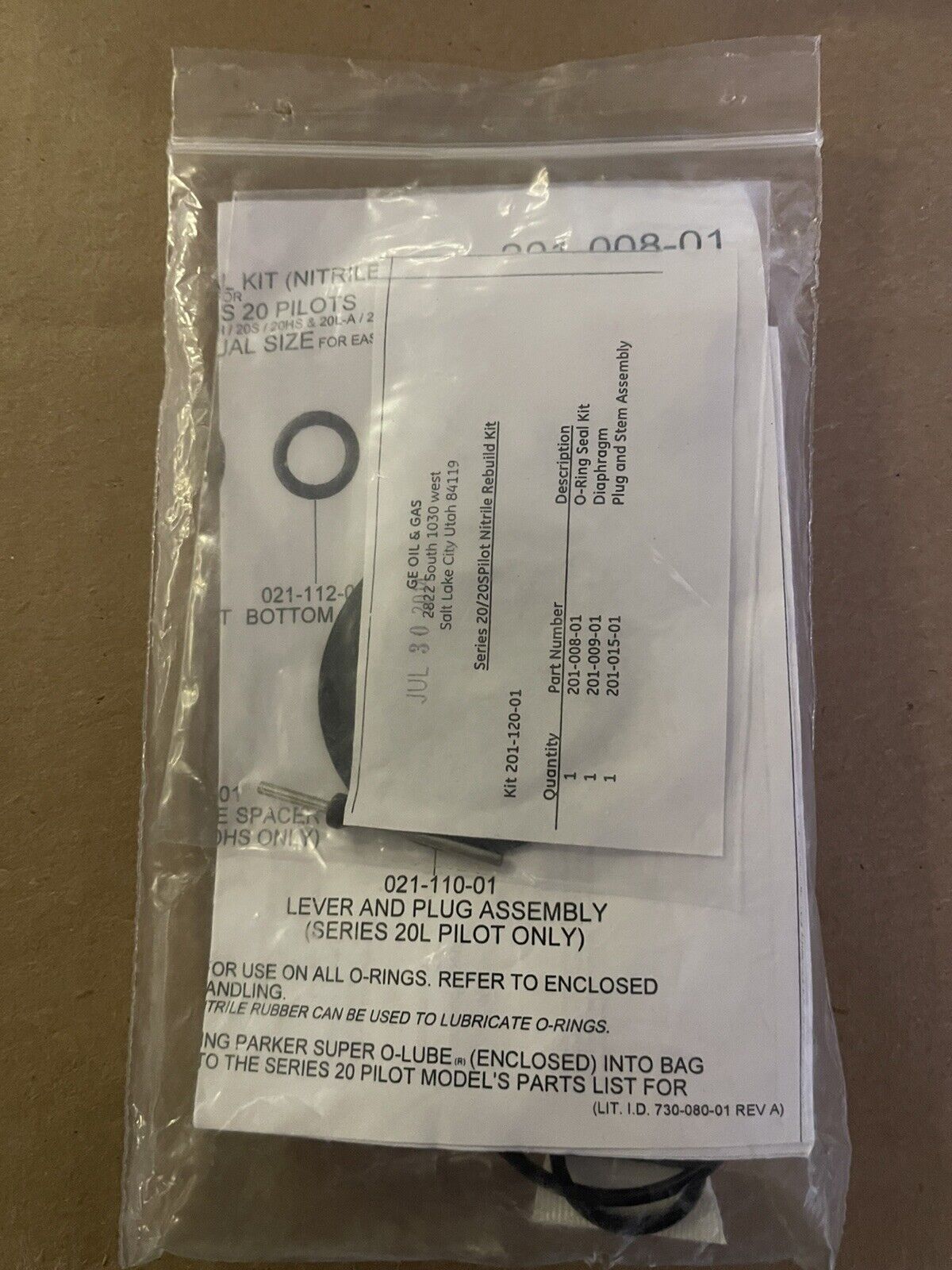 GE 201-120-01 MOONEY O-RING NITRILE SEAL KIT FOR SERIES 20/20S PILOTS