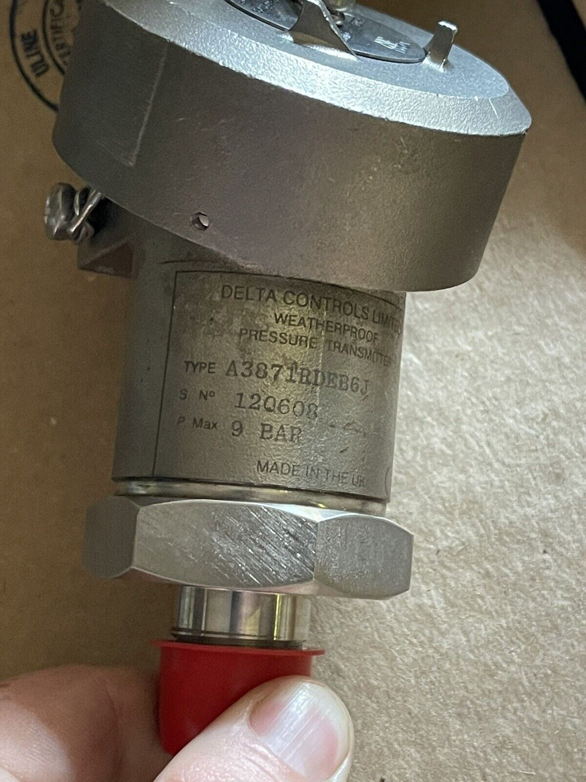 DELTA CONTROLS, SERIES 387 PRESSURE TRANSMITTER TYPE A3871RDEB6J, 9 BAR