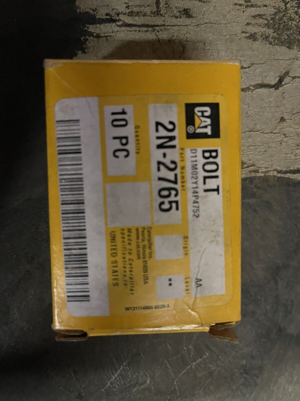 CATERPILLAR CAT 2N-2765 HEX FLANGE HEAD BOLT, STAINLESS STEEL (1 Bolt)