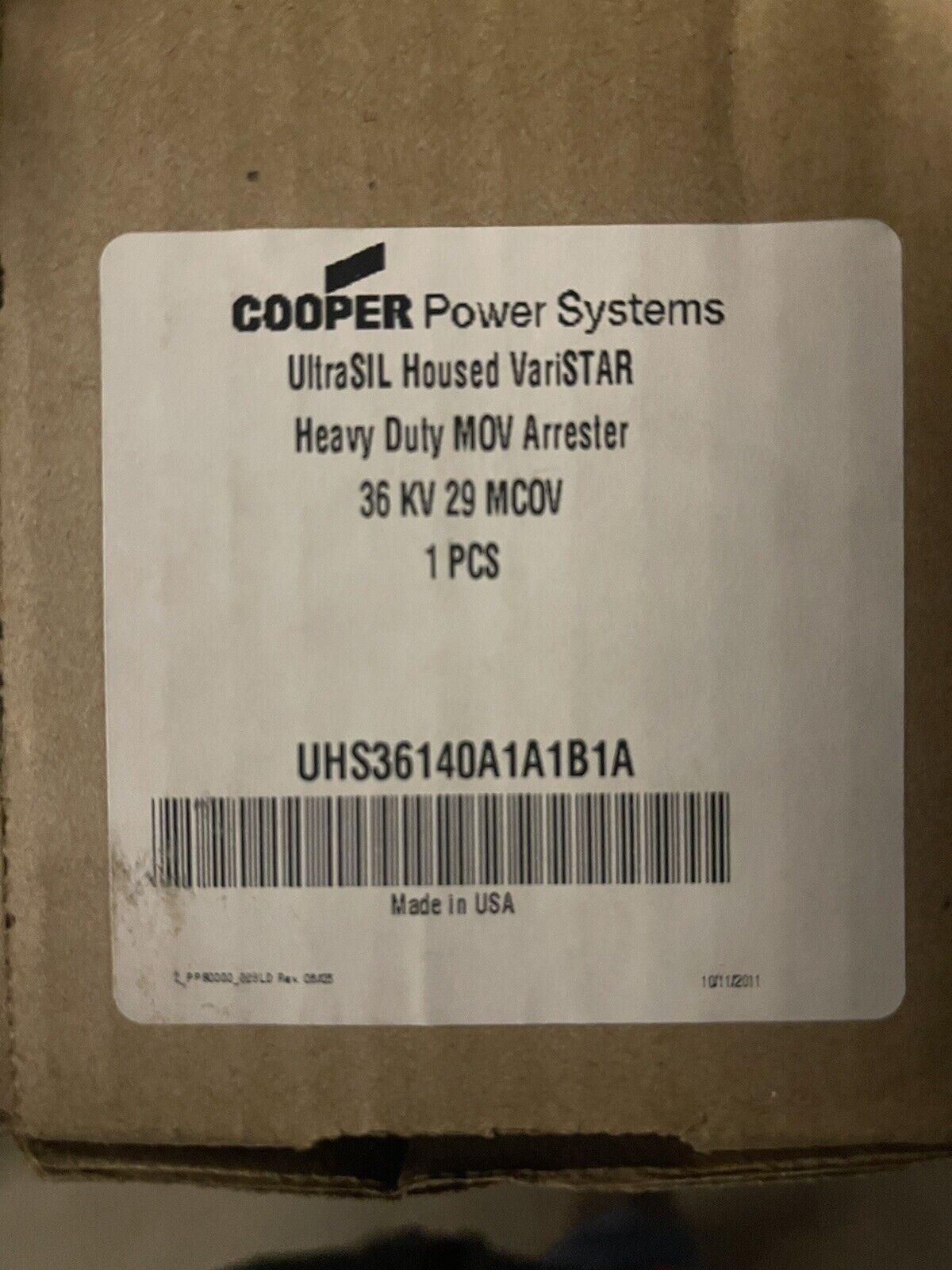 COOPER POWER SYSTEMS UHS36140A1A1B1A HEAVY DUTY MOV SURGE ARRESTER 36kV, 29MCOV