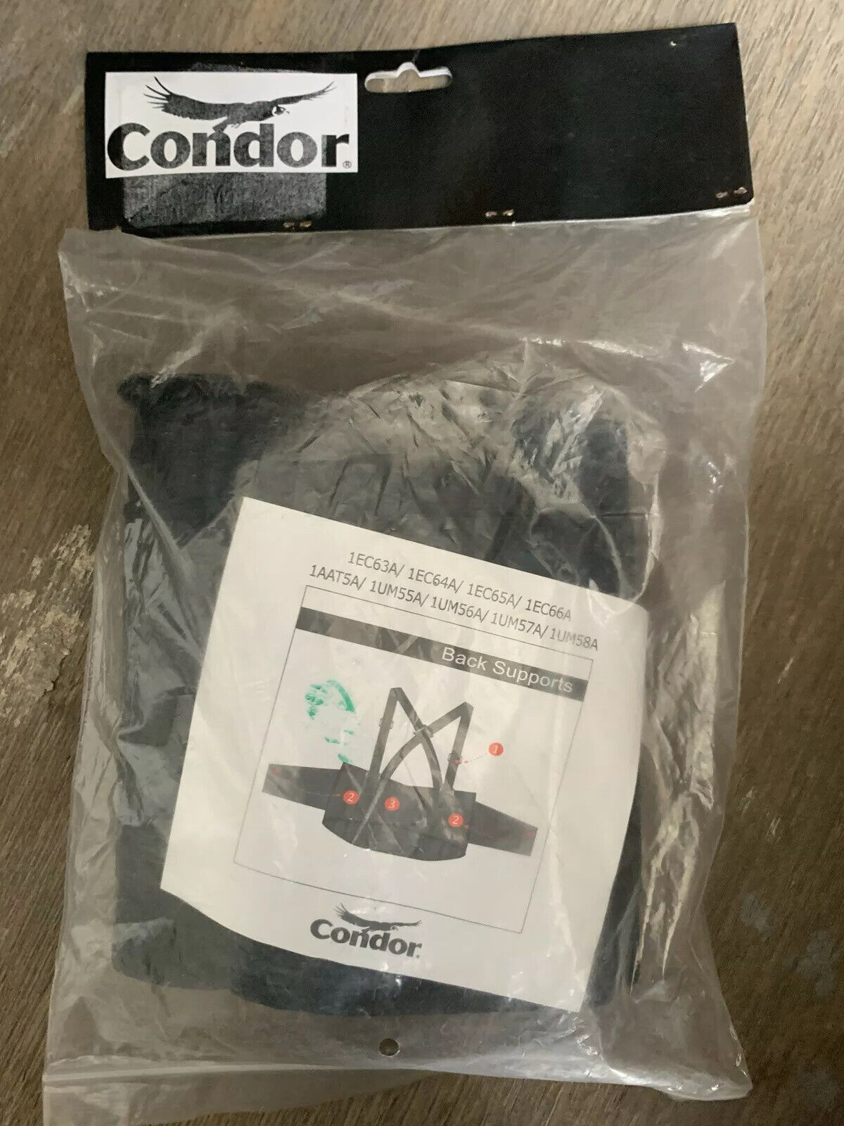 CONDOR 1EC63A ELASTIC BACK SUPPORT WITH STAY, MEDIUM, BLACK