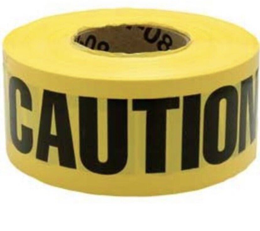 SCOTCH 3" x 300' YELLOW BARRICADE MARKING TAPE 301, LEGEND CAUTION (16 ROLLS)