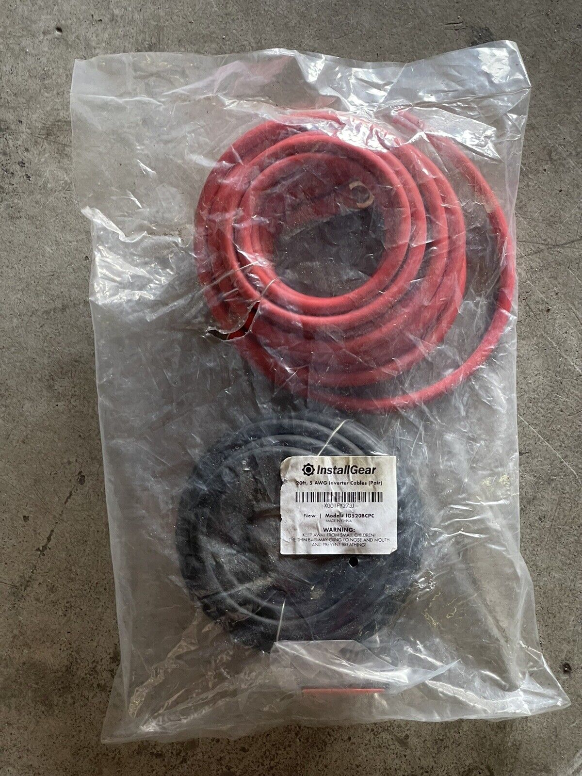 INSTALLGEAR 20FT 5/0 AWG BATTERY INVERTER CABLES PAIR, BLACK AND RED (40’ TOTAL)