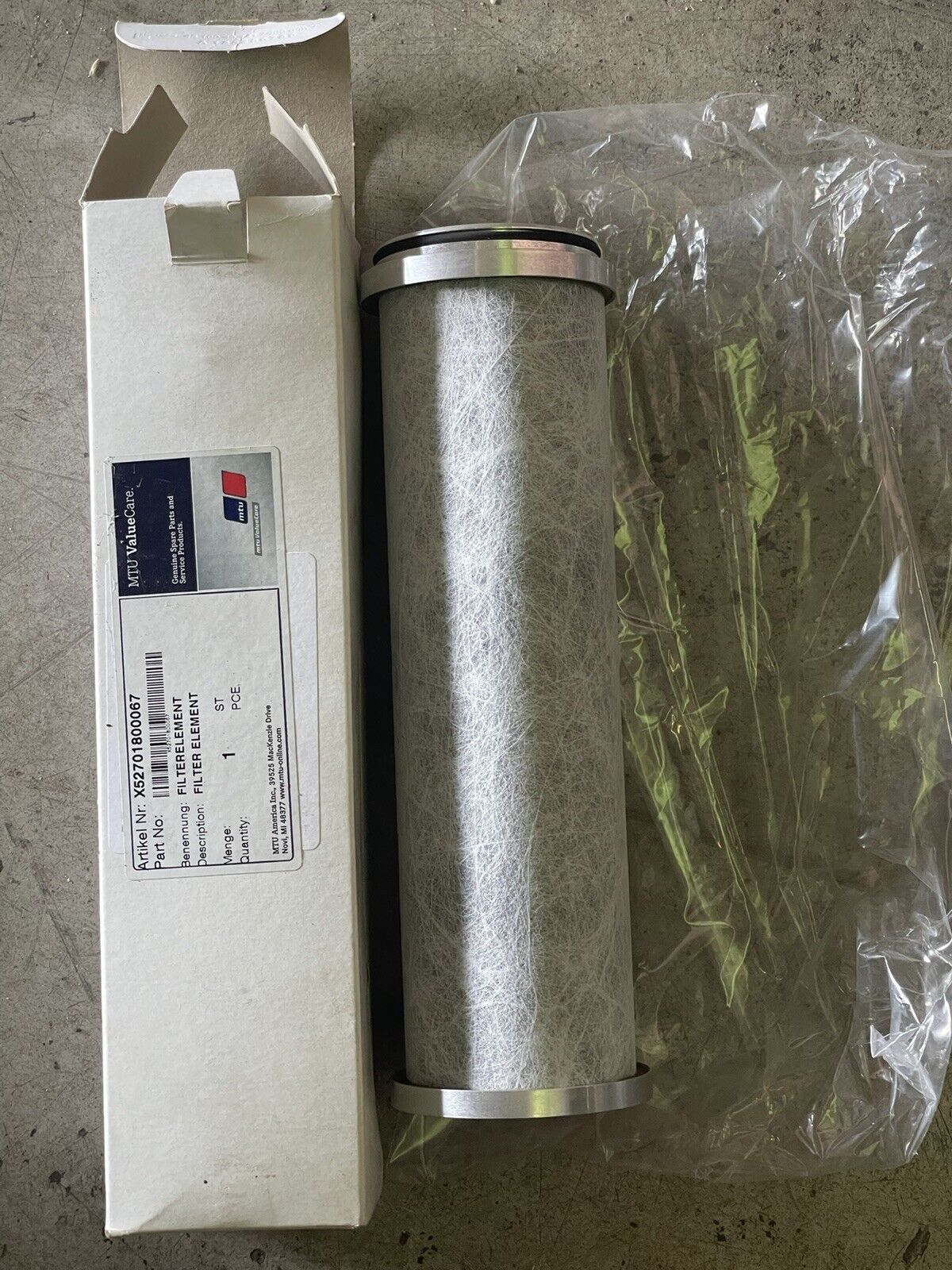 MTU X52701800067 OIL SEPARATOR FILTER ELEMENT