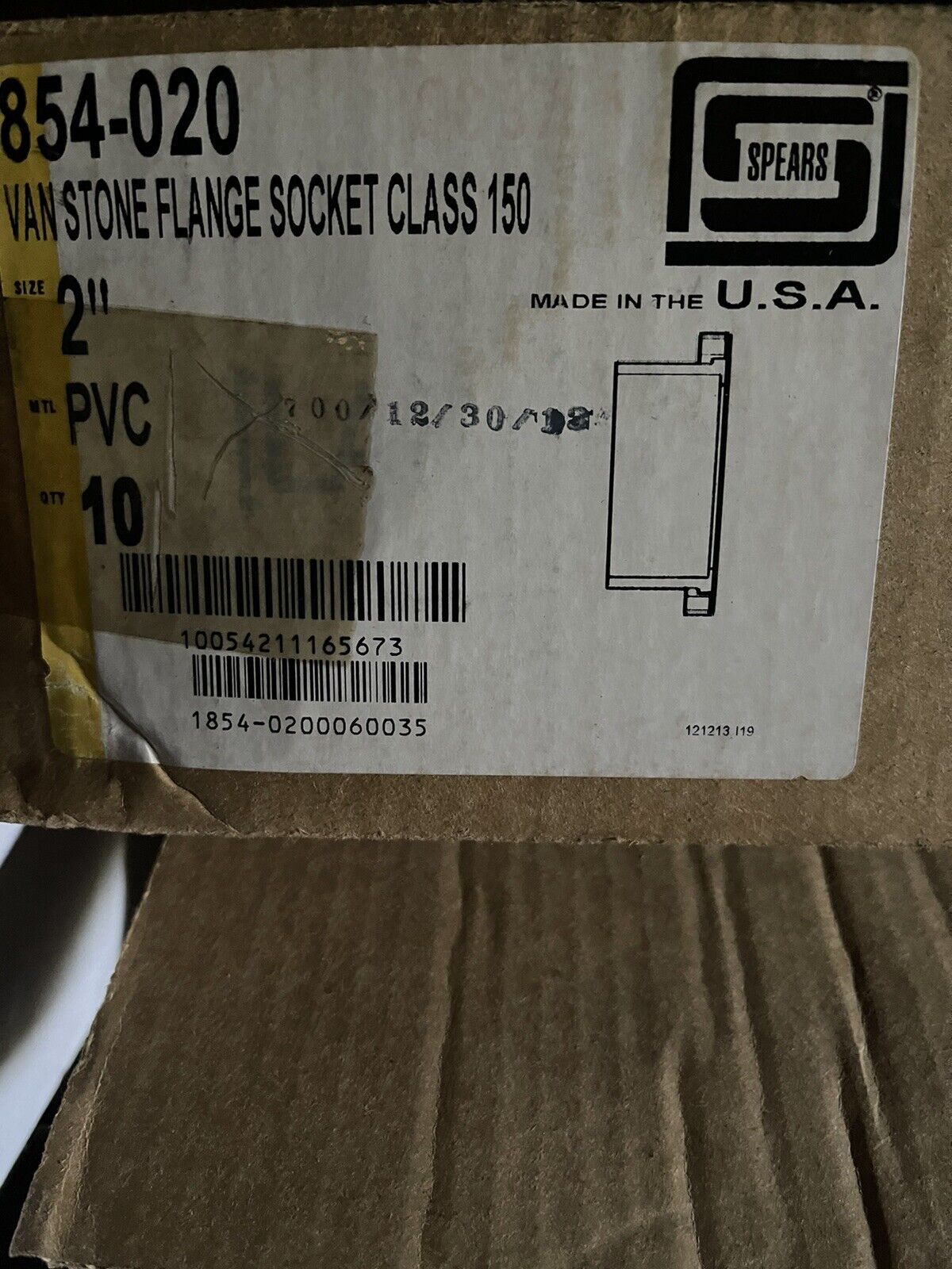 SPEARS 854-020 VAN STONE FLANGE SOCKET CLASS 150, SCHEDULE 80 PVC, 2" PIPE SIZE