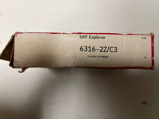 SKF 6316-2Z/C3 DOUBLE SHIELD SINGLE ROW DEEP GROOVE BALL BEARING 80x170x39 mm.