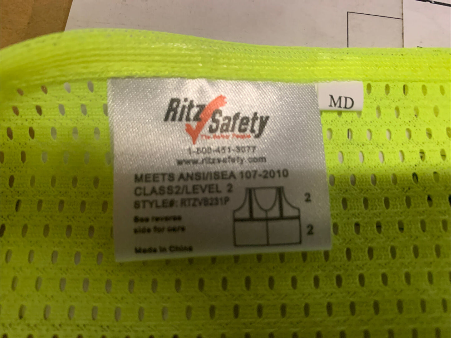 RITZ SAFETY RTZVB231P BREAKAWAY CLASS 2 LIME VEST SIZE XL - BOX OF 50 Pcs.