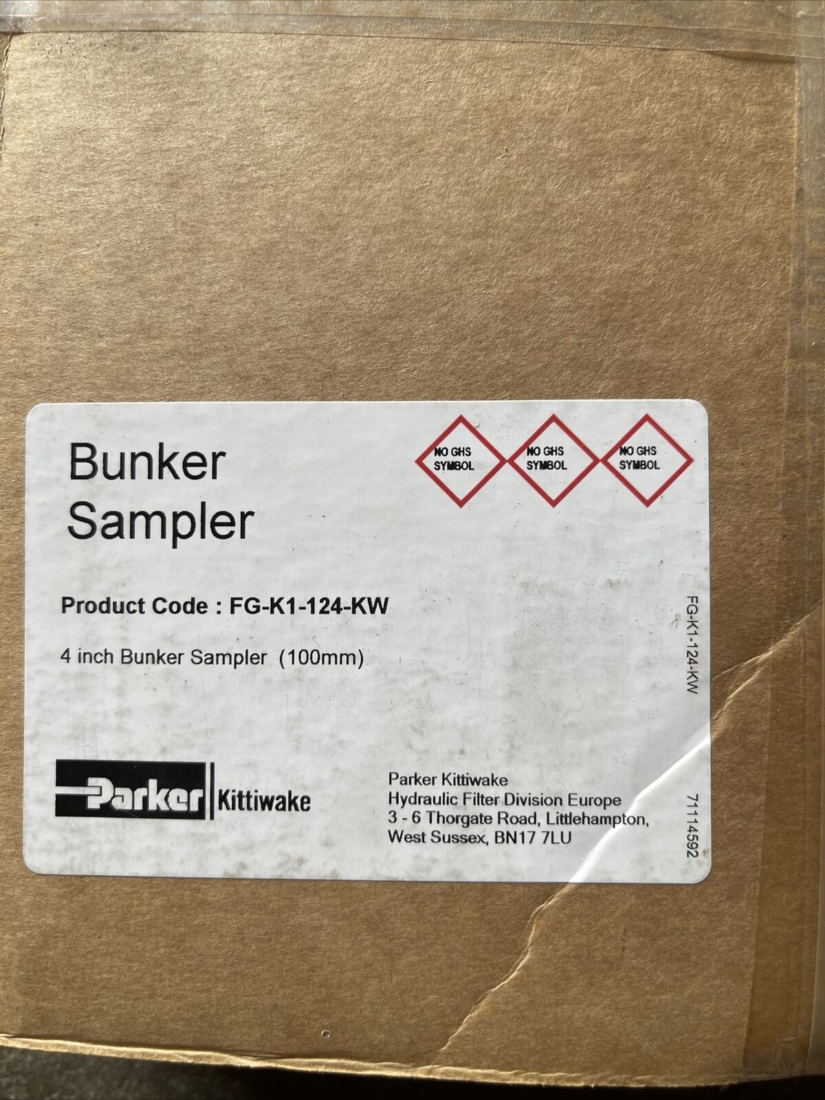 PARKER KITTIWAKE FG-K1-124-KW FUEL DRIP 4" (100 mm) BUNKER SAMPLER