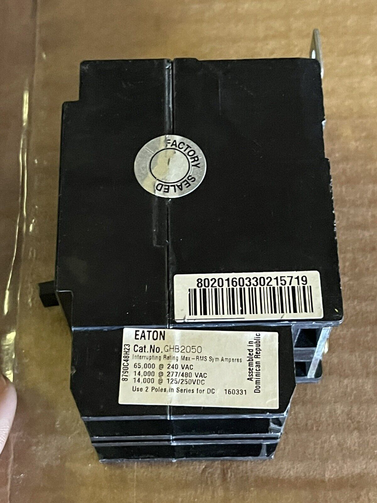 EATON CUTLER HAMMER GHB2050 CIRCUIT BREAKER, THERMAL MAGNETIC, 50A, 277/480 VAC